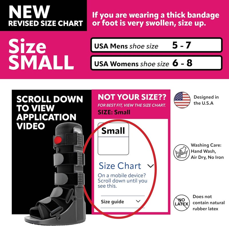 Braceapedia Rapid Recover Tall Walking Boot, Fracture Boot, Medical Grade Foot Brace for Fractures, Ankle Boot & Brace, Adjustable Air Pump, Sprain & Injury Recovery, Post Op Shoe for Injured Foot, Small - Image 2